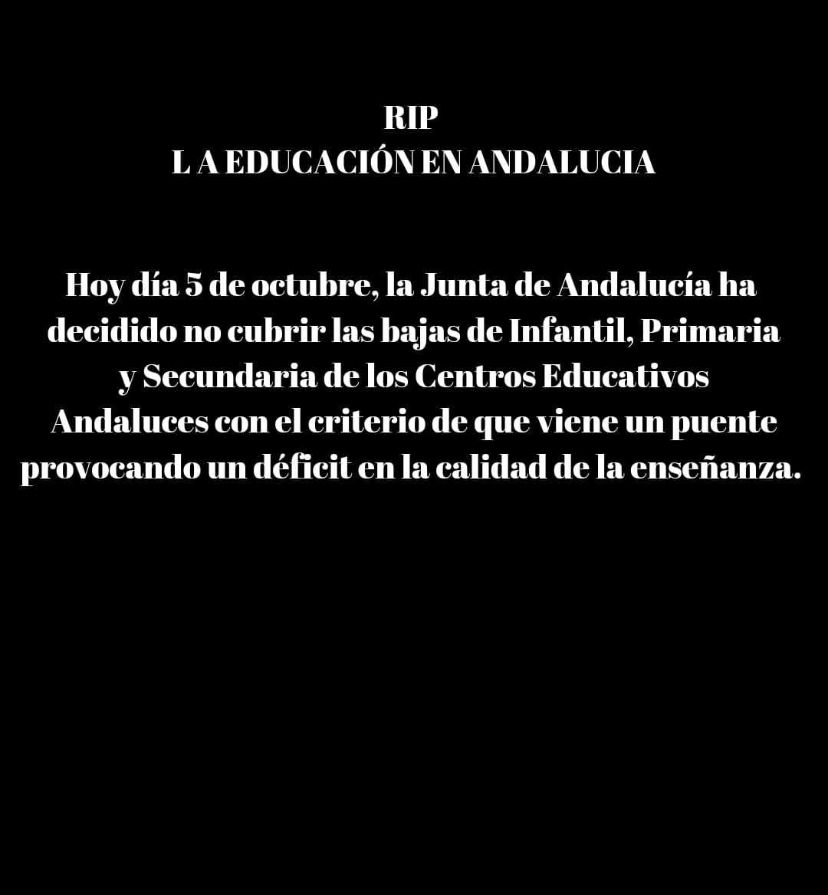 18Crysty's tweet photo. @AndaluciaJunta @Patricia_Pozo_ De vergüenza lo que estáis haciendo. Jugáis con el futuro de muchas personas y os reís en sus caras. Solo sabéis echaros flores, luego diréis la importancia de la educación, querréis que os premien, pero a las espaldas sacáis CONVOCATORIAS de MIERDA, 4 PLAZAS HOY SEÑORES!! https://t.co/jHYsyzA6W1