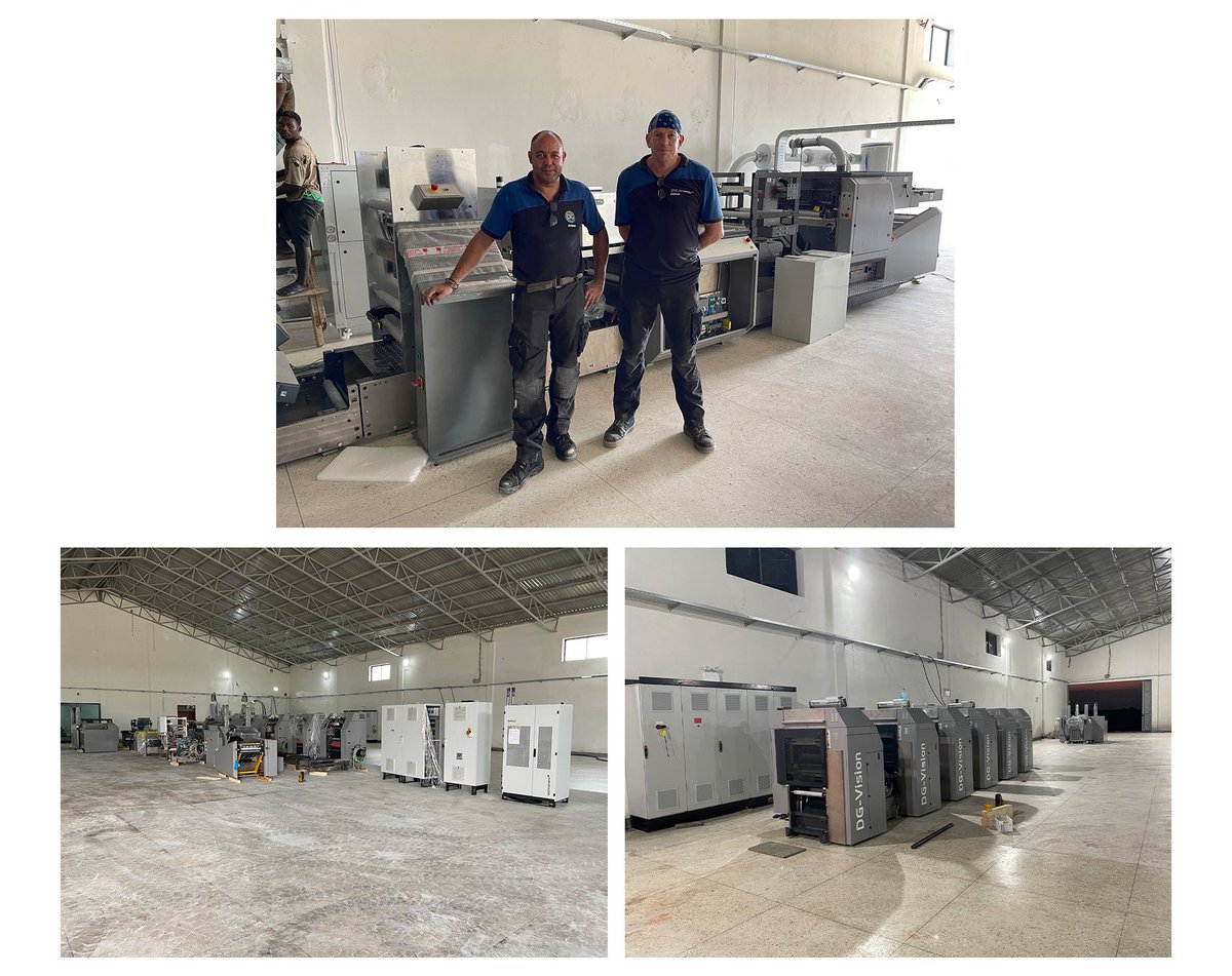 DG_press's tweet image. A significant milestone for DG press as we secure the sale of 3 identical DG-Vision machines for East Africa. The installation of the first press is already in progress with our dedicated #FieldServiceEngineers, Anton and Andrew, on-site to ensure a seamless setup!