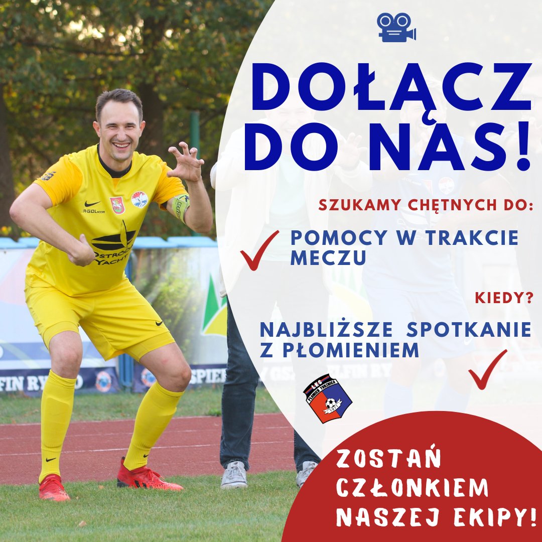 ❗️Chcesz oglądać mecz, jednocześnie wspomagając trójkolorową rodzinę? Chcesz być w naszej ekipie? Mamy dla Ciebie ciekawą propozycję!

📯Poszukujemy osoby, która pomoże obsłużyć kamerę podczas najbliższego spotkania Sokoła z Płomieniem Turznica. 

Więcej informacji na naszym FB!