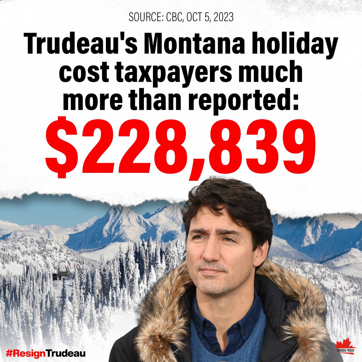 The Trudeau Liberals initially claimed the trip was less than $24,000.