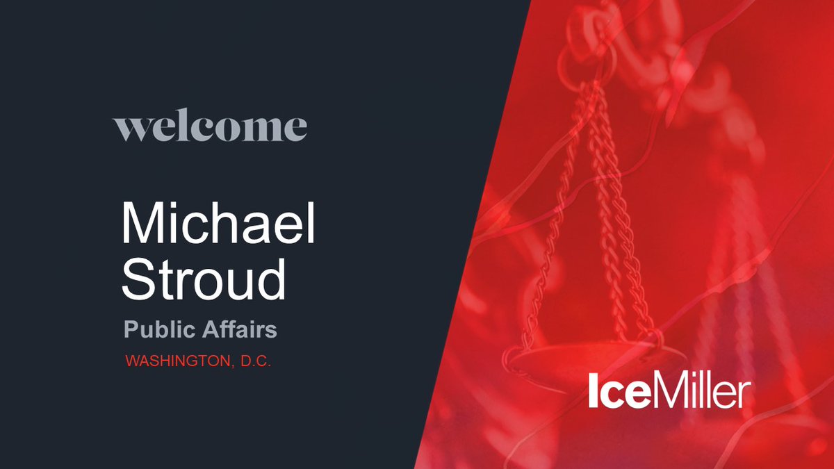 IceMillerLLP's tweet photo. Ice Miller is proud to welcome Michael Stroud as a partner in our #PublicAffairs group. His federal and legislative experience, coupled with his comprehensive knowledge make him uniquely suited to serve a vast number of our current and future clients. https://t.co/3I4s9ZAkdz https://t.co/BpUsI7hUh0