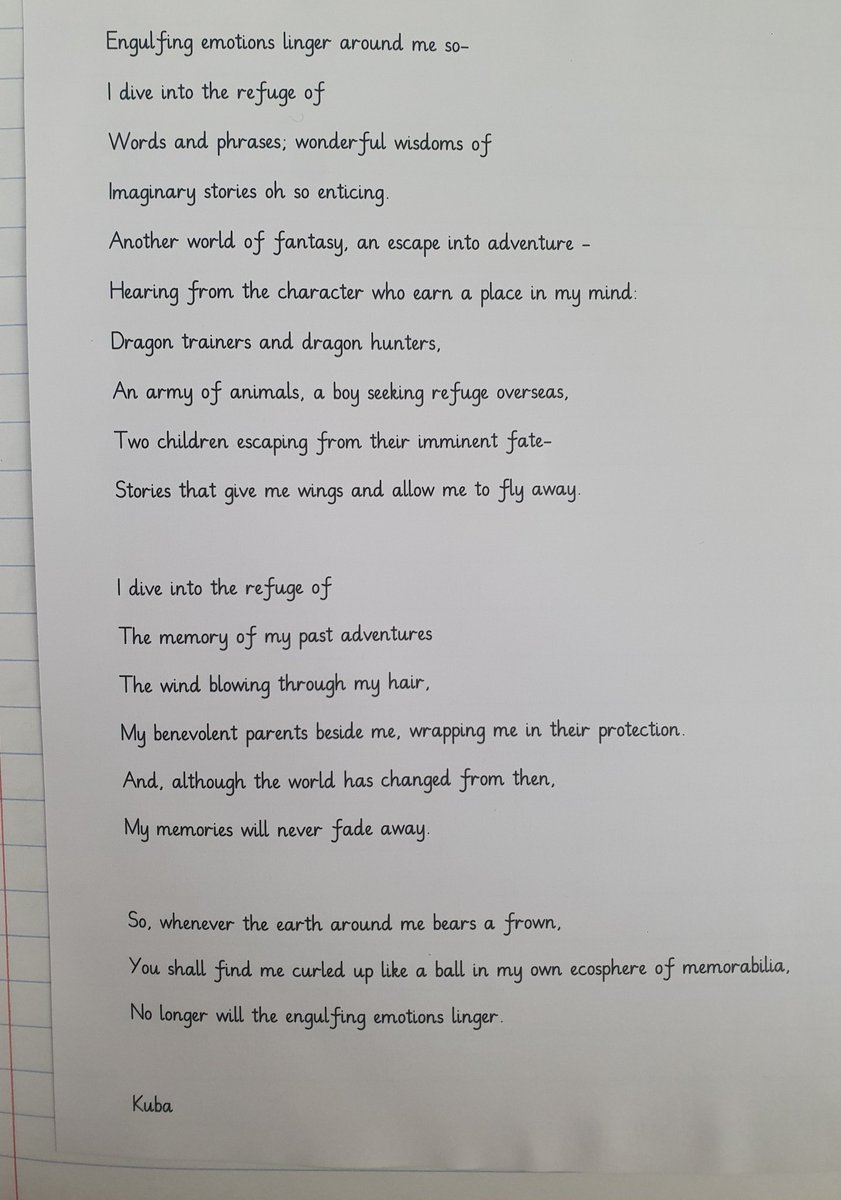 Teak class @PennWoodSchool innovated a poem about refuge by @PieCorbett for National Poetry Day. Lots of shared writing, idea gathering and magpieing! #talkforwriting #nationalpoetryday