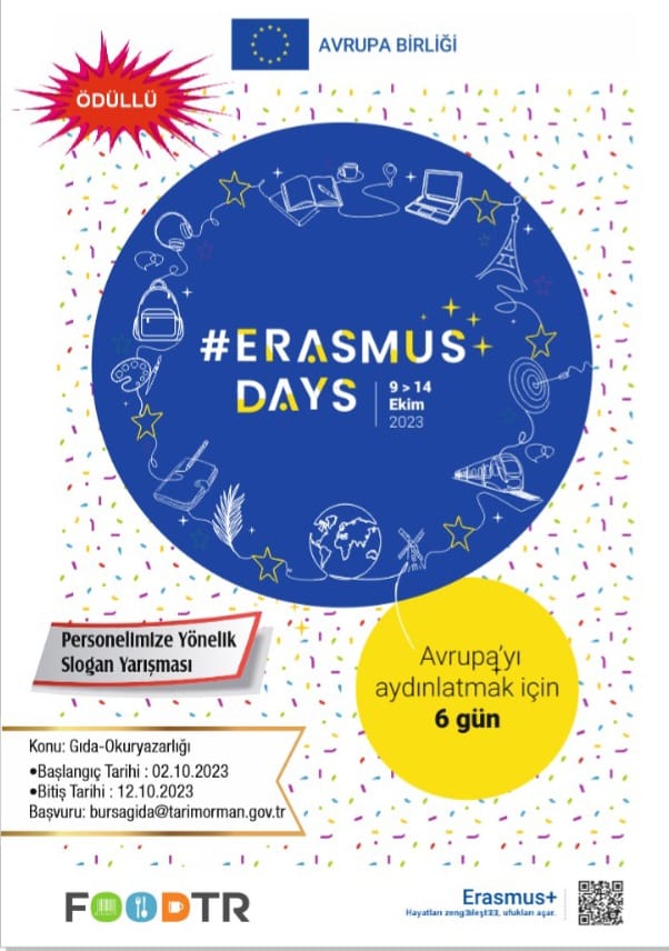 Erasmus Günleri kapsamında personelimize yönelik ‘gıda-okuryazarlığı’ konulu slogan yarışması düzenlenecektir <a href="/ulusalajans/">Türkiye Ulusal Ajansı 🇹🇷 Turkish NA</a> #ErasmusDays