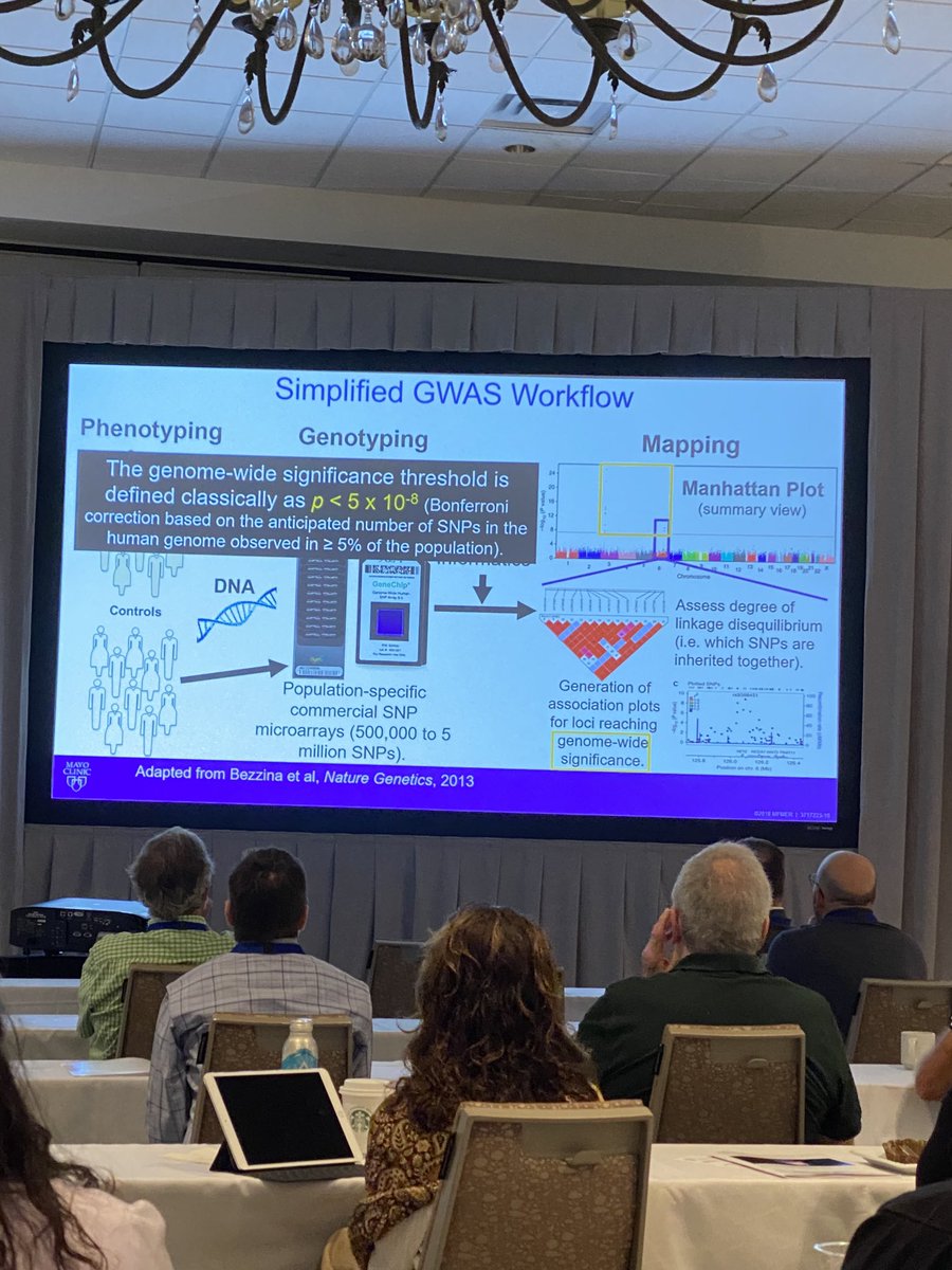 MJAckermanMDPhD's tweet photo. My partner &amp; ⁦@MayoClinic⁩ 2nd #genetic #cardiologist ⁦@JohnGiudicessi⁩ just built another foundational pillar for our ⁦@MayoClinicCV⁩ genetic course w/ a great talk on #genome wide association studies (GWAS) &amp; the resultant polygenic risk scores. Thanks John! https://t.co/sbEKV041g1