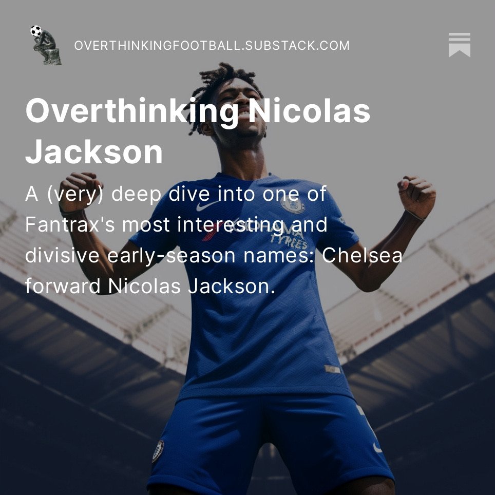 🆕Subscriber deep dive out now: Overthinking Nicolas Jackson 🟦

We went back and watched every game again to ask: 
- What does he do well?
- Can he finish?
- Is there reason for Fantrax optimism?

The link is in our bio. Subscribe to never miss a post!
#fantraxepl #draftpl
