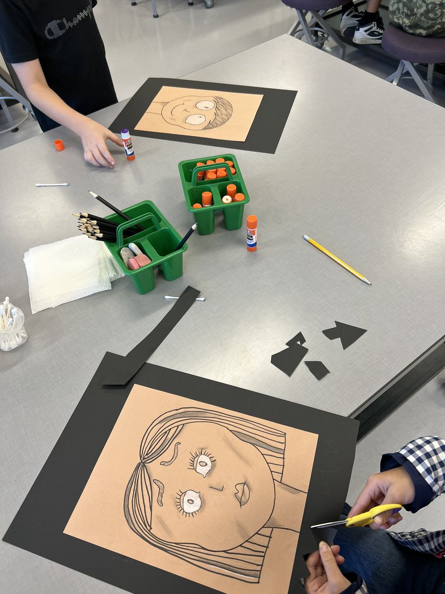 CanfieldsART_Rm's tweet photo. Hello October! Our SCES artists are busy studying the work of artist/animator, Tim Burton. Students create their own stylized portrait, using Burton’s work as their inspiration. We focus on exaggerated facial features, shading/value, &amp; so much more! @steeplechaseel @Boone_County https://t.co/0GqTLetr3C