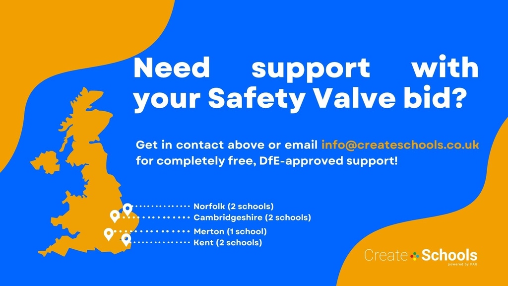 CreateSchools's tweet photo. Need support with your bid for the #SEND schools in Cambridgeshire, Kent, Norfolk &amp; Merton? If you pre-registered, you're eligible to bid by Nov 3rd.

Create: Schools offers completely free, expert support from highly experienced advisors! Contact us here https://t.co/LazDRwXiXy https://t.co/57VvtXDc9B