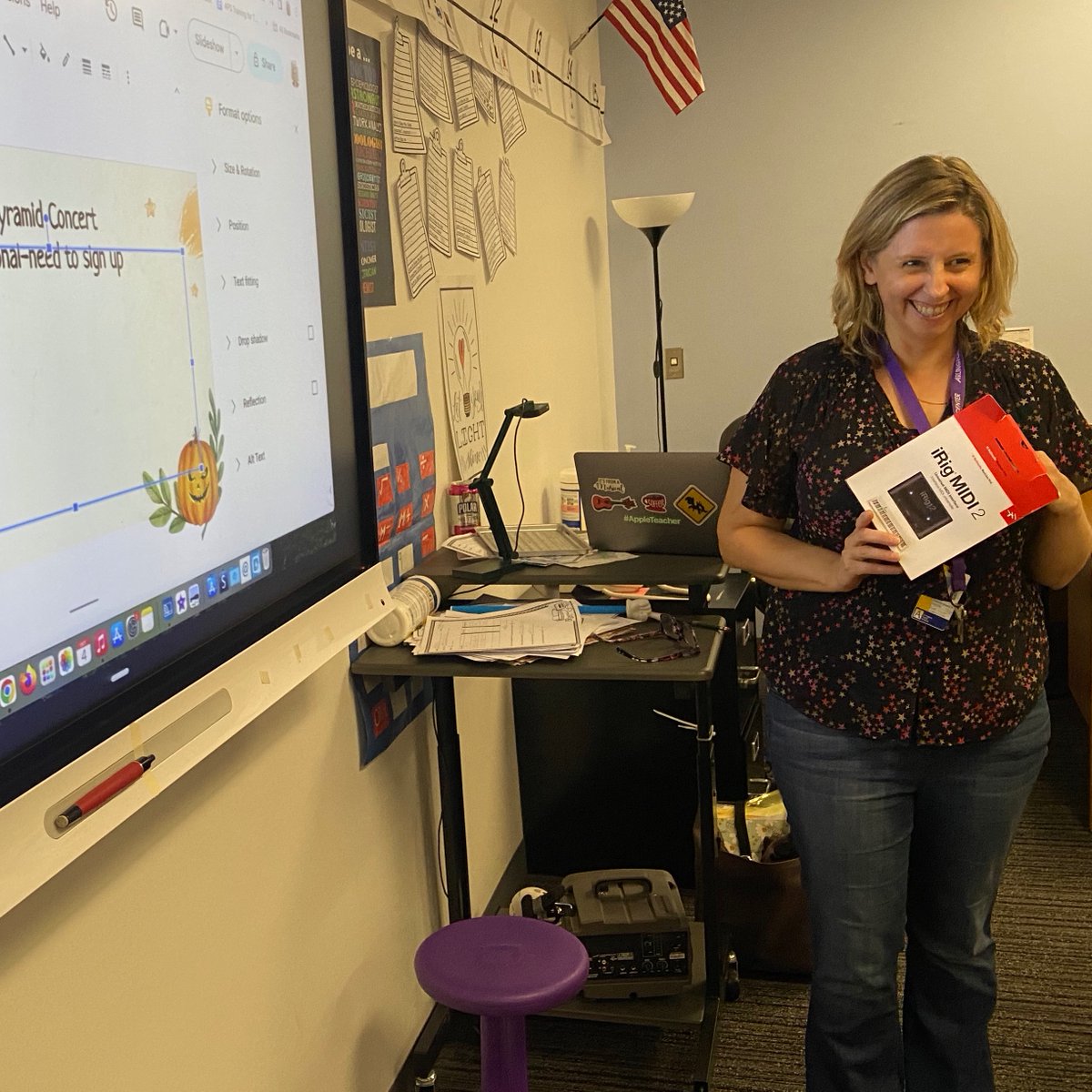 CharlesRandolp3's tweet photo. @mgstra_g taking #appleteacher professional development to the next level with using Garageband with students and newly provided MIDI adapter!  #FriendlyNeighborhoodITC #AppleLearningCoach #AppleEduChat @APSCareerCenter @Margaretchungcc @rbowermanteach @APSVaSchoolBd @SuptDuran https://t.co/DgfBkd2dLi