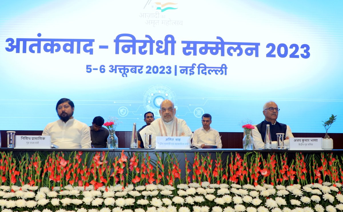 AmitShah's tweet photo. Chaired the 3rd Anti-terror Conference 2023 held by the @NIA_India in Delhi today.

Stressed the need for anti-terror agencies to adopt a ruthless approach that not only destroys terror outfits but also the very ecosystem that breeds them. A proactive measure that prevents the emergence of terror organizations is the need of the hour.
