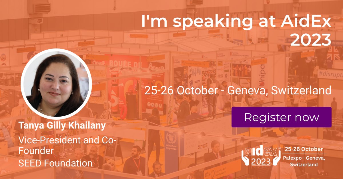 Join <a href="/SEEDKurdistan/">SEED</a> at <a href="/AidExGlobal/">AidEx Events</a> 2023!

Co-Founder &amp; Vice President, <a href="/TGKhailany/">Tanya Gilly Khailany</a>, will be joining 2 panels on 25-26 October in #Geneva, to talk #localisation &amp; #GBV!

More info here: aid-expo.com/speakers-2023#…