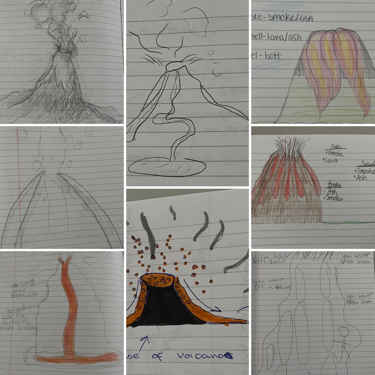 Today S2 Geography were thinking about our senses whilst drawing pictures of volcanoes. They were discussing the things they might see, hear and smell during an eruption. #braesbigdraw #braescreativity #article13 #article31