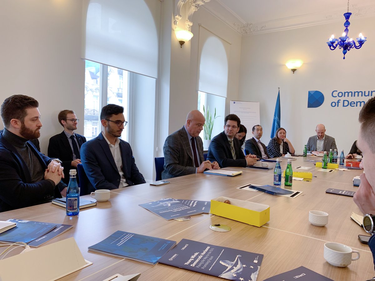 CommunityofDem's tweet photo. It was a pleasure to welcome speakers and youth representatives at today's roundtable organized by the CoD, @IDMVienna and @GLOBSEC to discuss “Beyond Elections: Youth Civic Engagement and the Future of Democracy” https://t.co/LMSkzunrNp