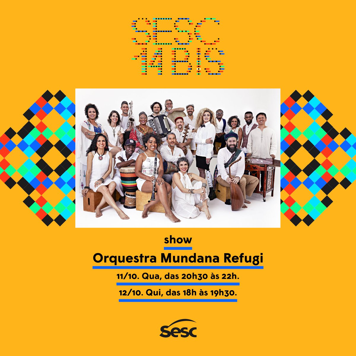 sesc14bis's tweet photo. Falta apenas 1 dia pra gente se conhecer e estamos a todo vapor por aqui!💛 

📍 A programação completa, você encontra em: https://t.co/w0SE9VbQmO https://t.co/5IEOmMRxeo
