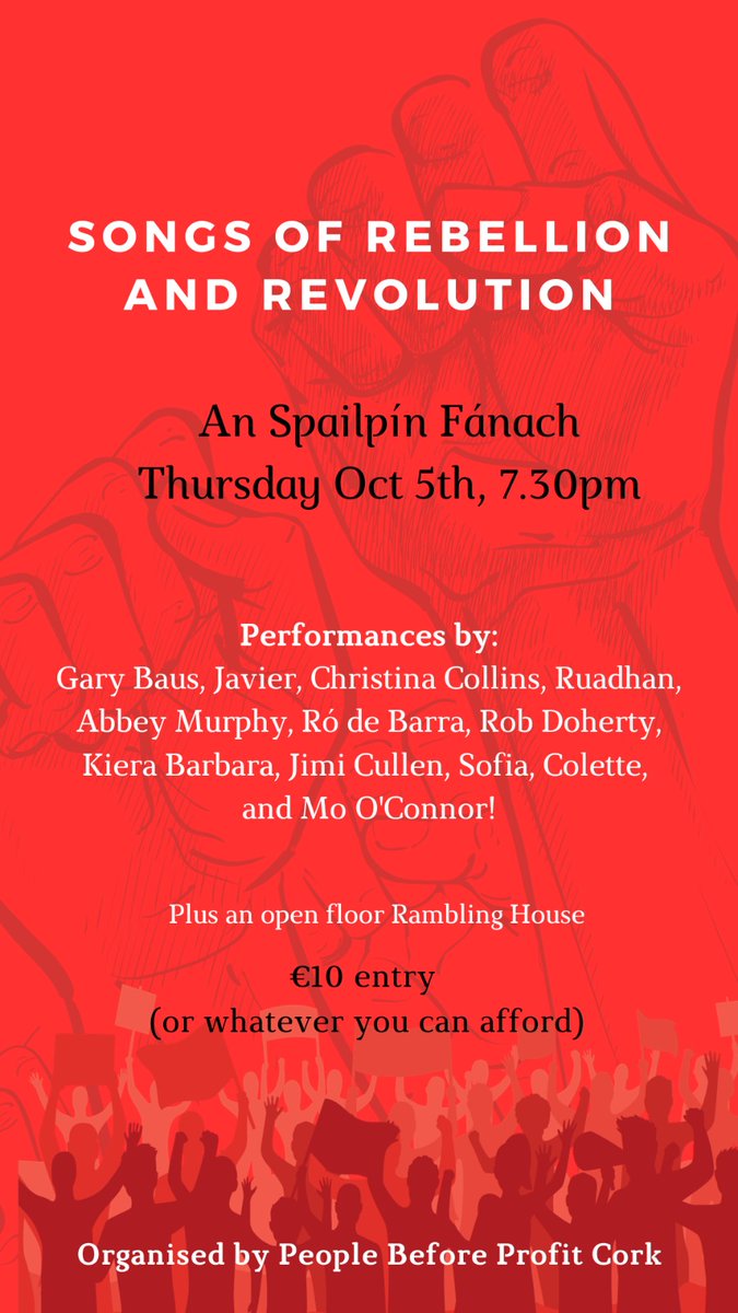 Songs of Rebellion &amp; Revolution 
at An Spailpín Fánach at 7:30pm this evening...