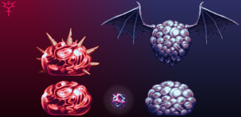 HeartAndUp's tweet image. Slime God and their two friends. (Core subject to change) @CalamityModTeam