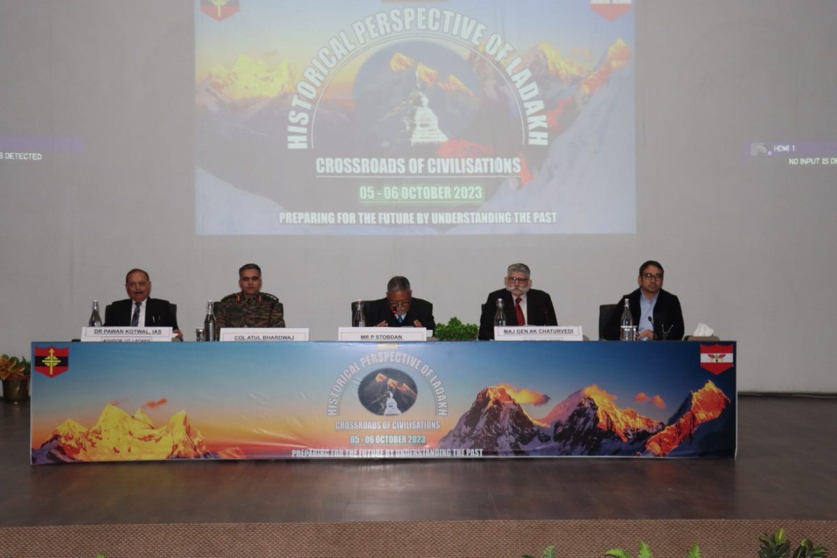 #Seminar on 'Historical Perspective of Ladakh - Crossroads of Civilisations' at #Leh 

 The third session on 05 Oct was chaired by Mr P Stobdan with the theme - Impetus to Development Ladakh's Move Forward. He pointed out the adage that Development Leads to Defence

Dr Pawan