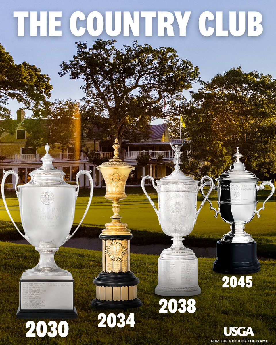 More champions to be named at The Country Club! 🏆 2030 U.S. Girls' Junior 🏆 2034 U.S. Amateur 🏆 2038 U.S. Open 🏆 2045 U.S. Women's Open