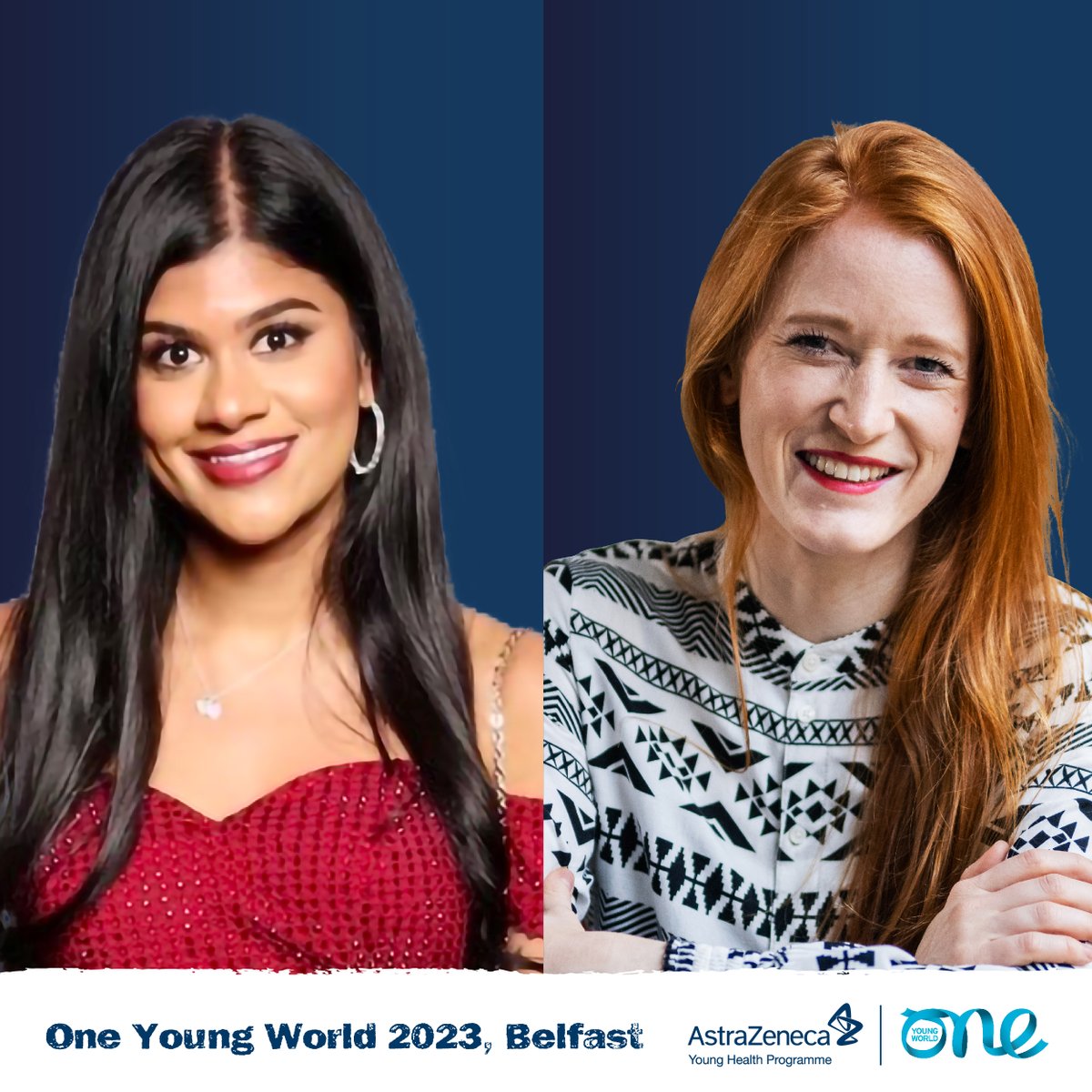 AstraZenecaCA's tweet photo. Inspiring Young Health Program Impact Fellow youth leaders Katerina Vackova and Canadian @AditiSivakumar are at @OneYoungWorld in Belfast for what promises to be a transformative experience around how we build a fair, sustainable future for all. #YoungHealthProgram #OYW23 https://t.co/m8sdWOBrcO