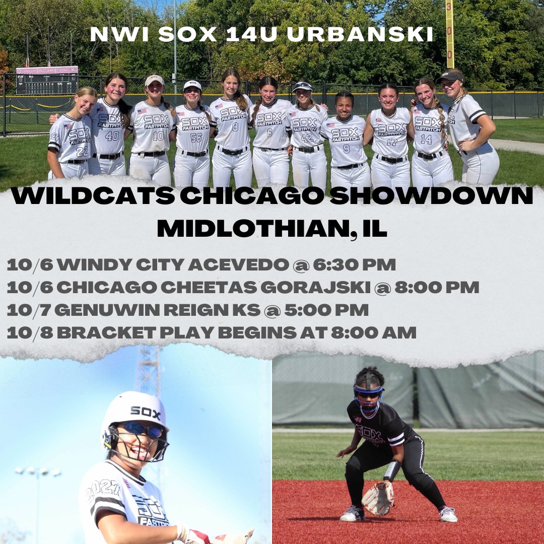 JayciAlba9's tweet photo. My team and I will be playing in the Wildcat Chicago Showdown this weekend. Follow us on Game Changer -Sox Fastpitch 14u @AHS59erSoftball @nwisoxfastpitch @NWISoxFastpitc1  @MSPtakeover @PGFnetwork https://t.co/Q4vNWVZHVa