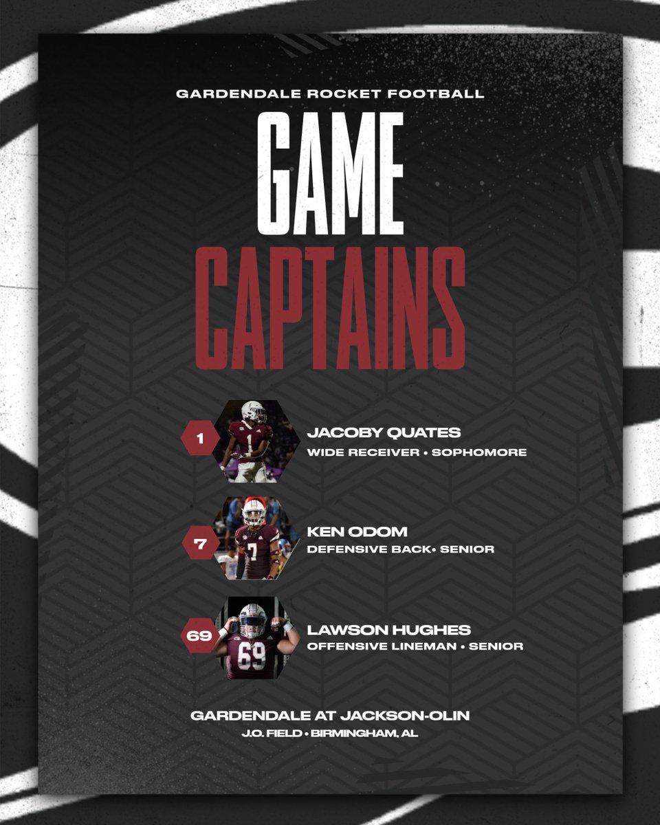 Captains for tonight's game vs Jackson-Olin!

Jacoby Quates
Ken Odom
Lawson Hughes

#HailTheDale