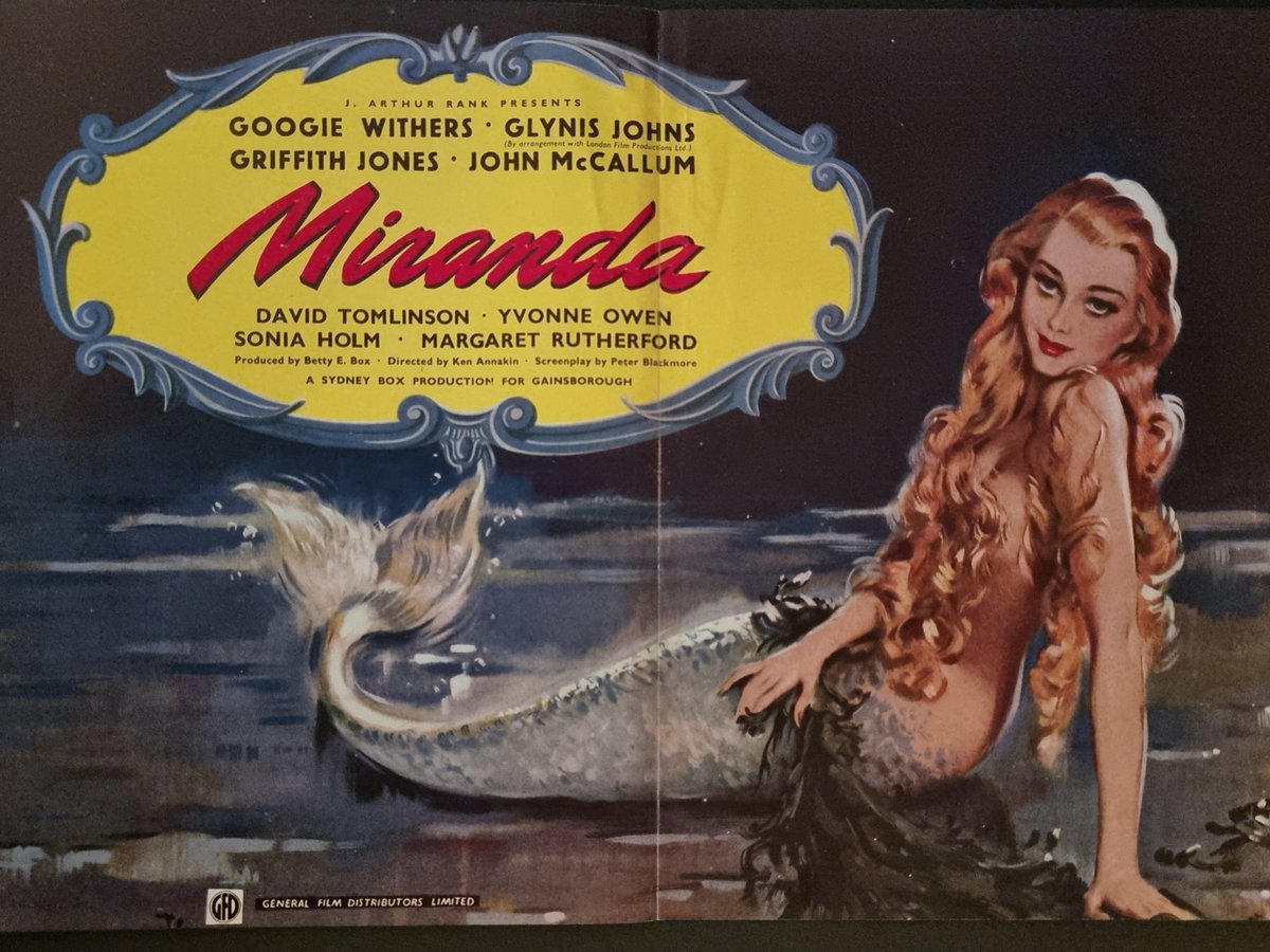 Today the wonderful Glynis Johns is 100! Here she is as one of my favourite screen sirens in a 1948 trade advert for Miranda. It's from my personal mermaid archive. Happy Birthday, dear Glynis! You rocked that dunlop tail and utterly beguiled younger me... 😍 #GlynisJohns