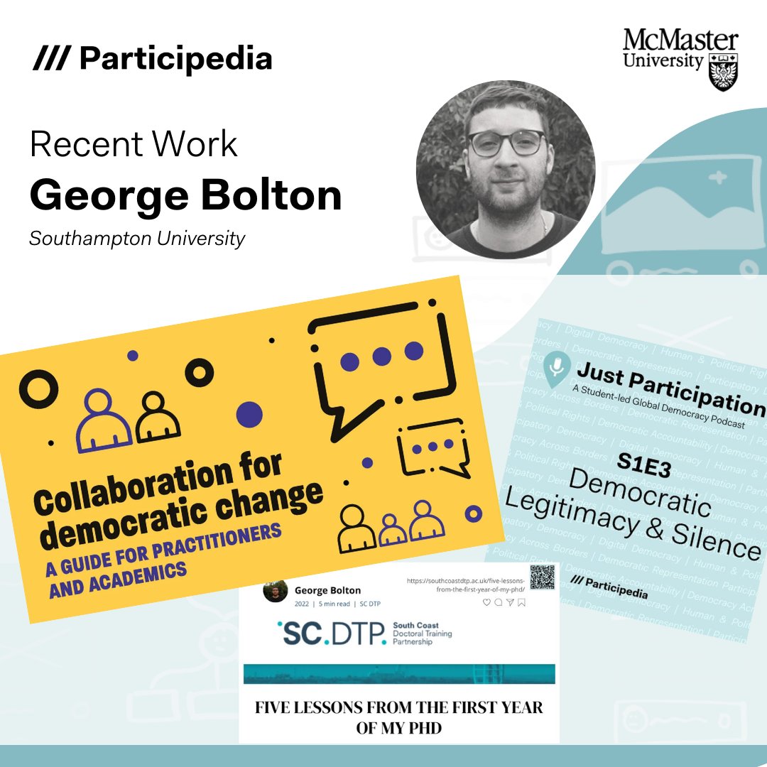 Join us at next week's #TeachingCafe as <a href="/George_Bolton96/">George Bolton</a> shares the importance of collaborations to #DemocraticInnovation + key learnings from the Collaboration Guide!
Check out the guide here: participediaproject.medium.com/a-guide-for-ac…
And listen to his <a href="/justpartpodcast/">Just Participation</a> ep: linktr.ee/justparticipat…