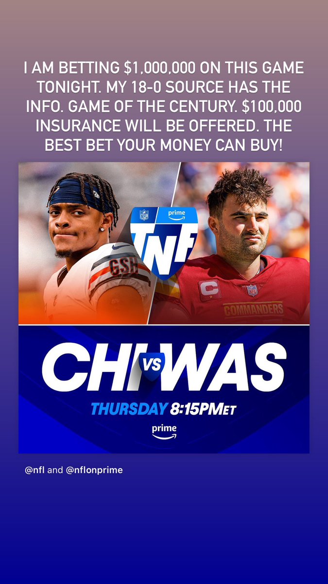 Sportstradernft's tweet photo. I AM BETTING $1,000,000 ON THIS GAME TONIGHT. MY 18-0 SOURCE HAS THE INFO. GAME OF THE CENTURY. $100,000 INSURANCE WILL BE OFFERED. THE BEST BET YOUR MONEY CAN BUY! https://t.co/jKhbOSQRHI