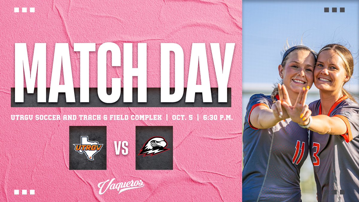 UTRGVWSoccer's tweet photo. We’re ready, are you? ✌️
🆚 Southern Utah
🕑 6:30 p.m.
🎀 #BreastCancerAwareness Night, wear PINK to show your support.
📍UTRGV Soccer and Track & Field Complex
🍍 @pineappleninjaz & @rockndogztruck will be on site!
🎟️ FREE ADMISSION🎟️
#UTRGV #PinkOutNight https://t.co/byijktTBMu