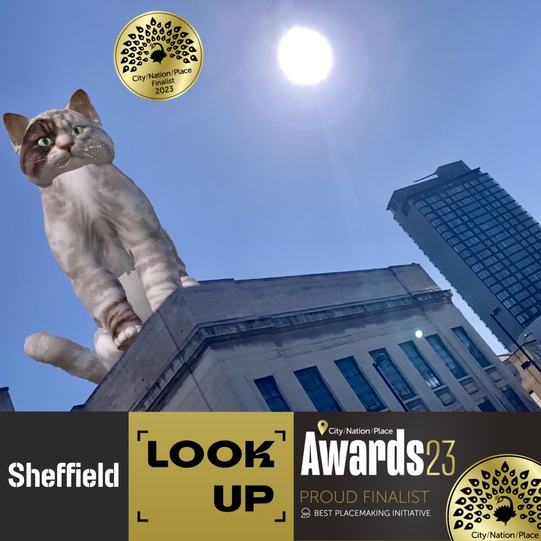 MarketingSheff's tweet photo. Delighted that ‘Look Up’ has been shortlisted as a finalist by City Nation Place in the ‘Best Placemaking Initiative’ for the global #CNPAwards 🙌 alongside @ChooseChicago, @Ottawa_Tourism, @FOR_Cardiff, @LEEDS_2023, @BrixtonBID, @Stockton_CA &amp; @EnvisionGSJ https://t.co/9WjmdDD7IK