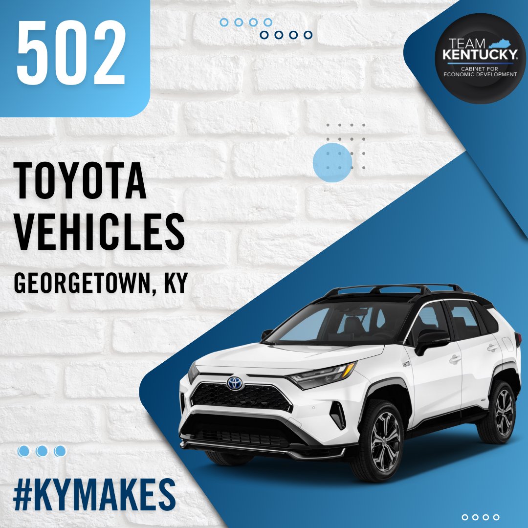 CEDkygov's tweet photo. We're revving up for this next Manufacturing Month spotlight with @Toyota! 🚗  Georgetown is the home of the largest Toyota manufacturing plant in the world, producing 550,000 vehicles annually and creating more than 9,500 jobs for Kentuckians.

#manufacturingmonth #kymakes https://t.co/yqwWPIj0ha