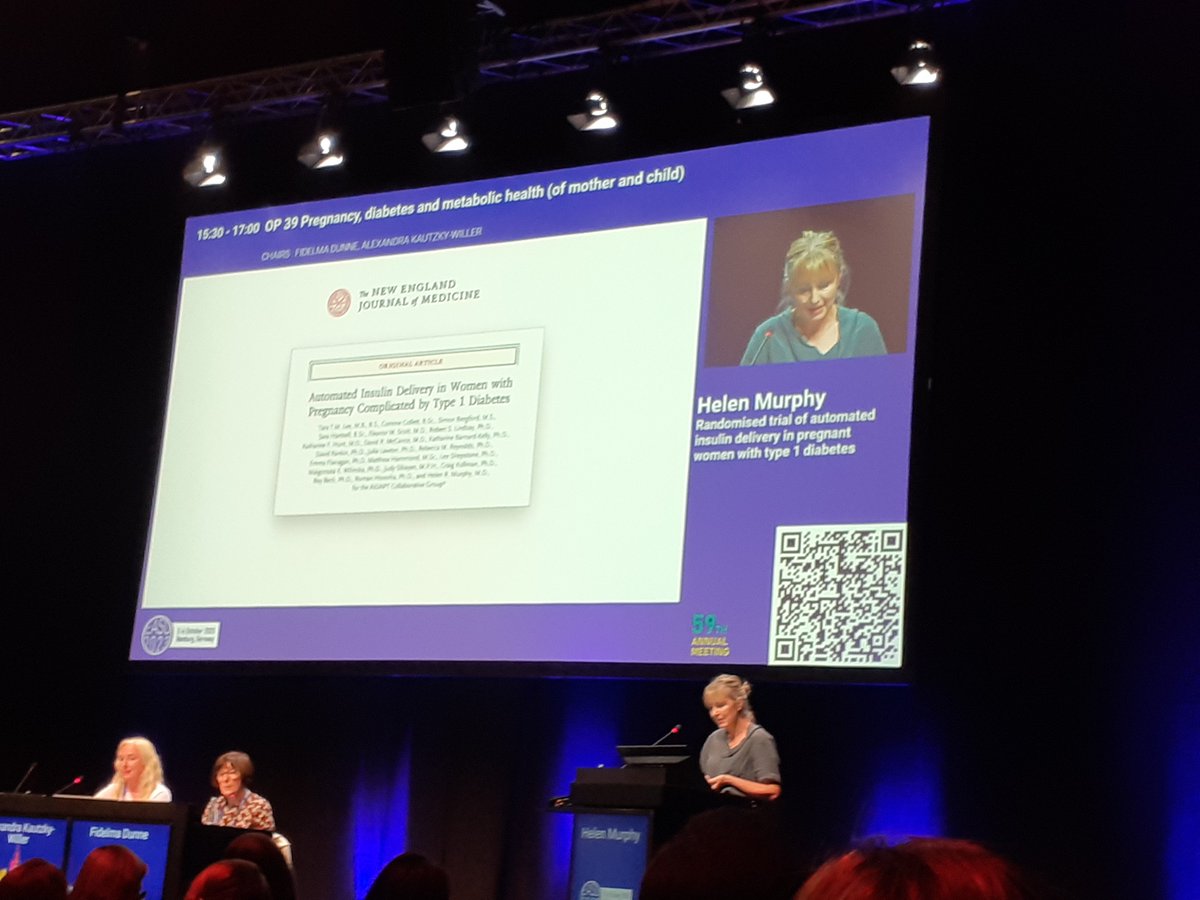 AiDAPT trial RCT T1 pregnancy publication now out. Prof Murphy - benefits of automated insulin delivery throughout pregnancy, TiR. Also look out for paper describing experiences of study participants, v  powerful. HCL sould be offered to all T1D preg women. #EASD2023