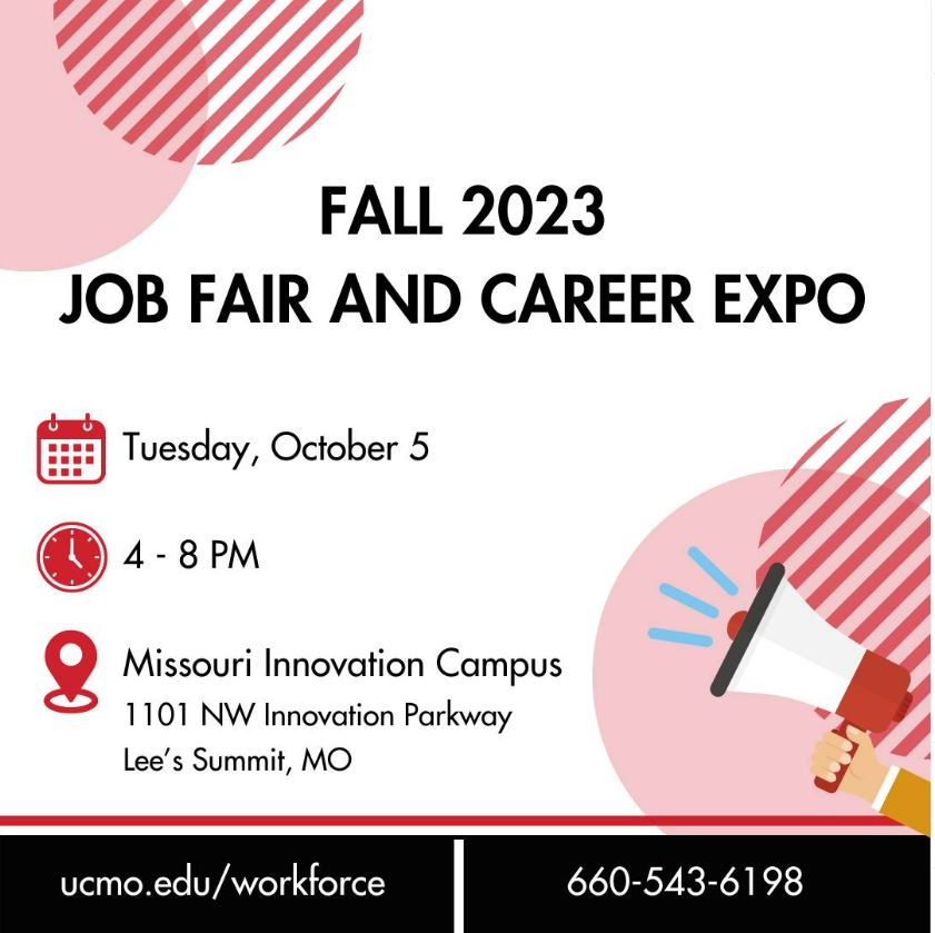 Connect with local employers actively recruiting at UCM’s Job Fair &amp; Career Expo, 4-8pm today at our Lee’s Summit campus. Learn about our valuable certificate programs, debt-free scholarship opportunities + drawings for prizes. #ChaseYourDreams
ucmo.edu/future-student…