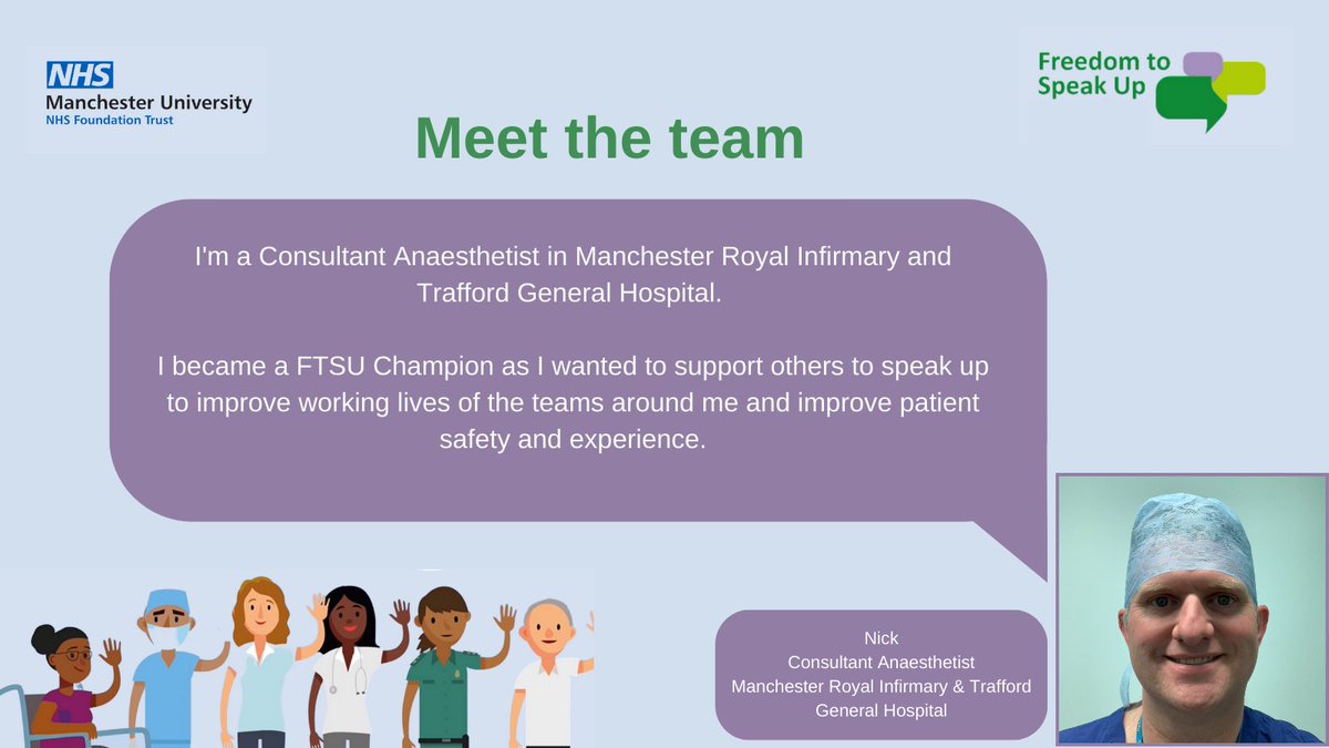 Nick is a consultant anesthetist who is also FTSU Champion,  #BreakingFTSUBarriers across MFT. 
Thanks Nick!