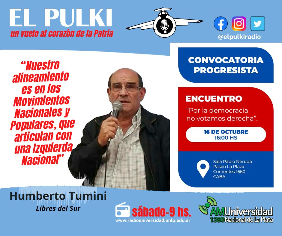 Por la democracia
Sí a los derechos. No a la derecha.
Entrevista a <a href="/HumbertoTumini/">Humberto Tumini</a> para <a href="/radioulaplata/">Radio UNLP</a> 
<a href="/hruano7/">Hugo Ruano</a> 
#AUDIO ar.radiocut.fm/audiocut/cuand…