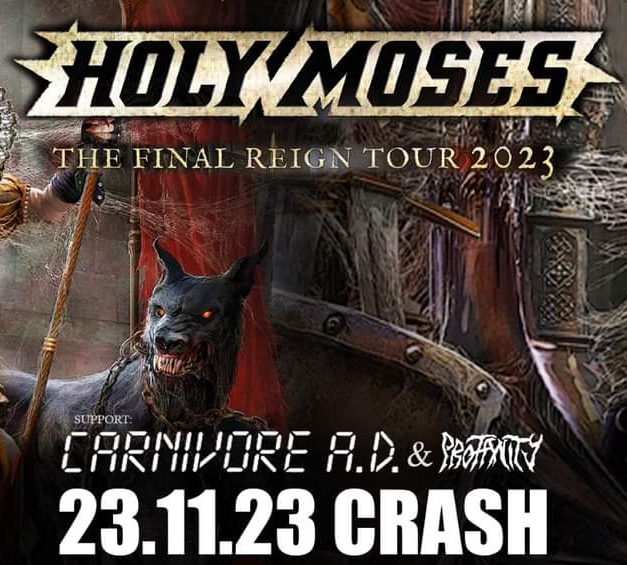 Announcement with Great Joy! 

Holy Moses + Carnivore A.D. + Profanity

23.11.2023 @ Crash Musikkeller, Freiburg im Breisgau, Germany 

presented by: MBC Tourbooking

#profanitydeathmetal
#holymoses
#carnivore
#crashmusikkeller