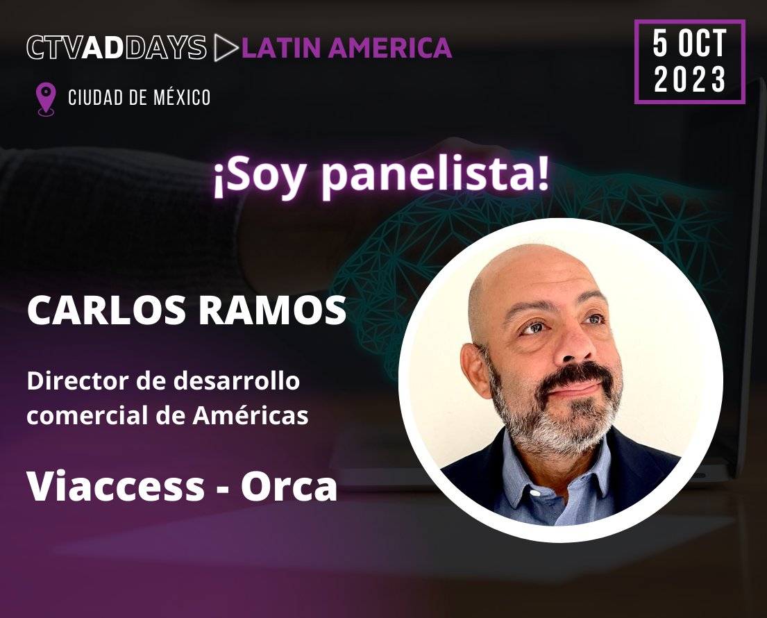 ViaccessOrca's tweet photo. At CTV Ad Days Latin America? Join Carlos Ramos and colleagues at 'The Takeoff of Pay-TV-Powered Addressable Advertising' session at 09.30. And ping us at the conference if you want to meet and discuss further: https://t.co/GqQaydDruk #CTVAdDaysLatinAmerica #targetedads https://t.co/6FfcNuF048