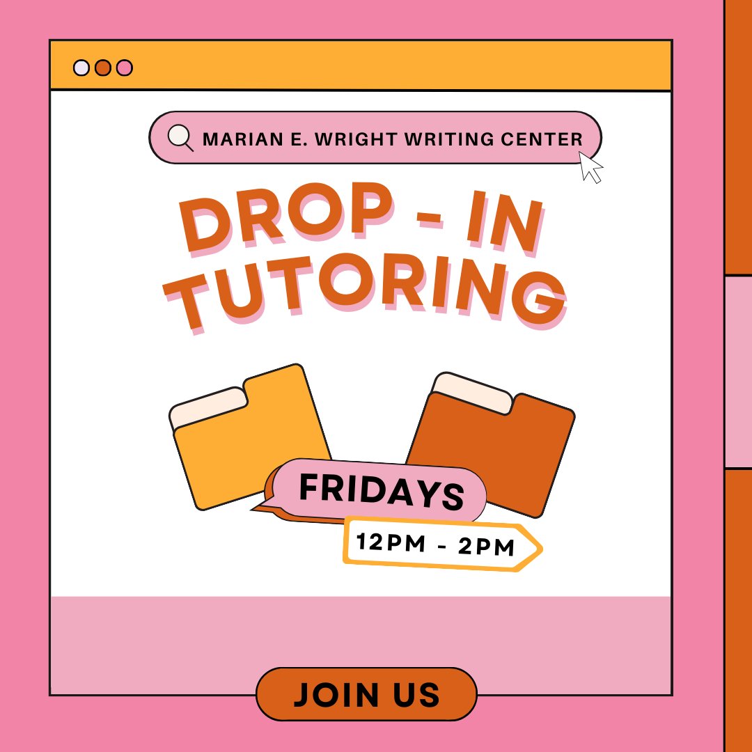 UMFlintWC's tweet photo. Drop-In Tutoring is BACK! 
You can drop in anytime, and if a tutor is free they can help! However, on Fridays we have dedicated time for drop-in help! https://t.co/kTXdhEbnZm