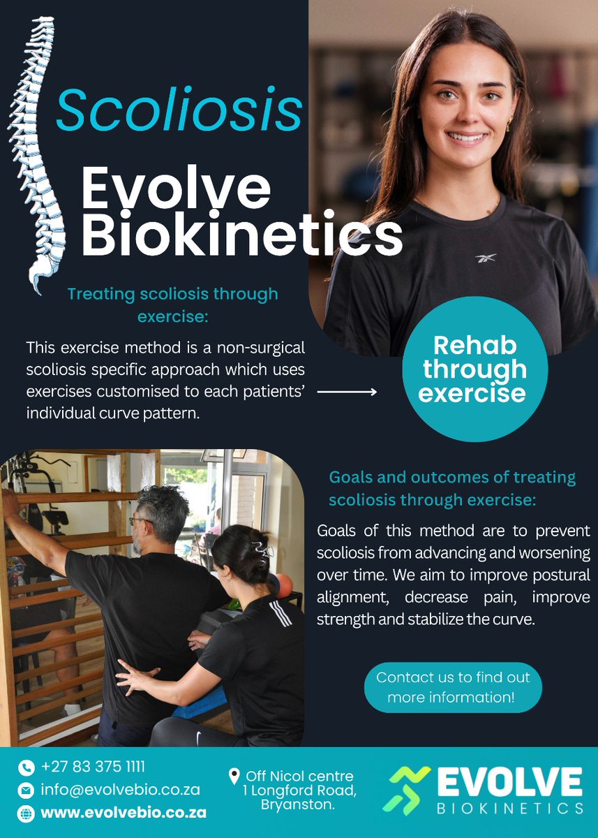 off_nicol's tweet photo. 𝐖𝐡𝐚𝐭 𝐢𝐬 𝐒𝐜𝐨𝐥𝐢𝐨𝐬𝐢𝐬? 
Kerryn Cumming is a qualified Biokineticist and Certified Scoliosis Schroth Therapist and she will help you understand and explains what scoliosis is, its causes, symptoms, diagnosis, and treatment options. 𝐢𝐧𝐟𝐨@𝐨𝐟𝐟𝐧𝐢𝐜𝐨𝐥.𝐜𝐨.𝐳𝐚 https://t.co/IuNkP7CbP3