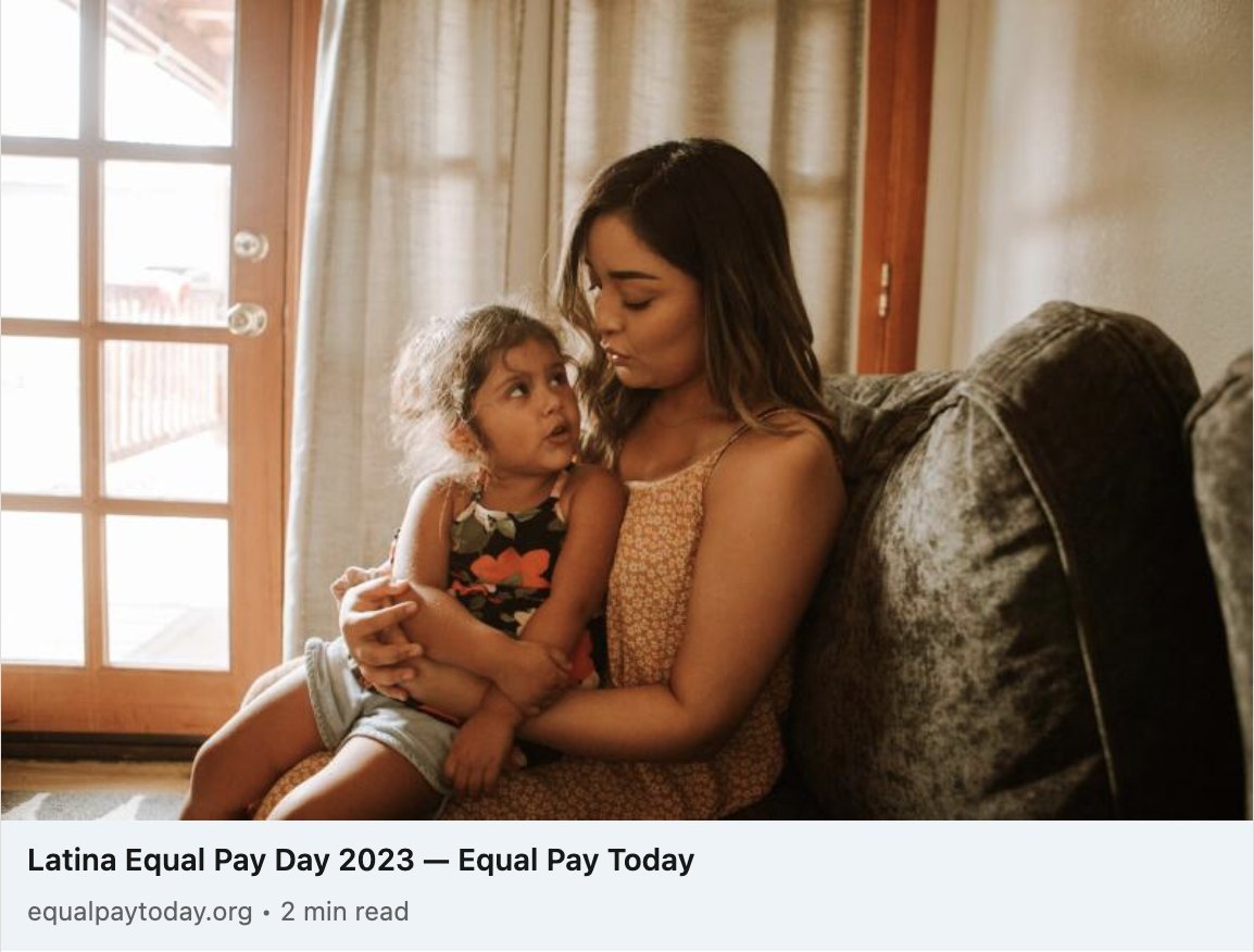 So here we are. Ten months into the year and 2/3 of the way through Hispanic Heritage Month and today is Pay Equity Day for Hispanic/Latina women. Imagine having to wait over 9 months to make as much as white males made by December 31, 2022?

#payequitymatters #HispanicHeritage