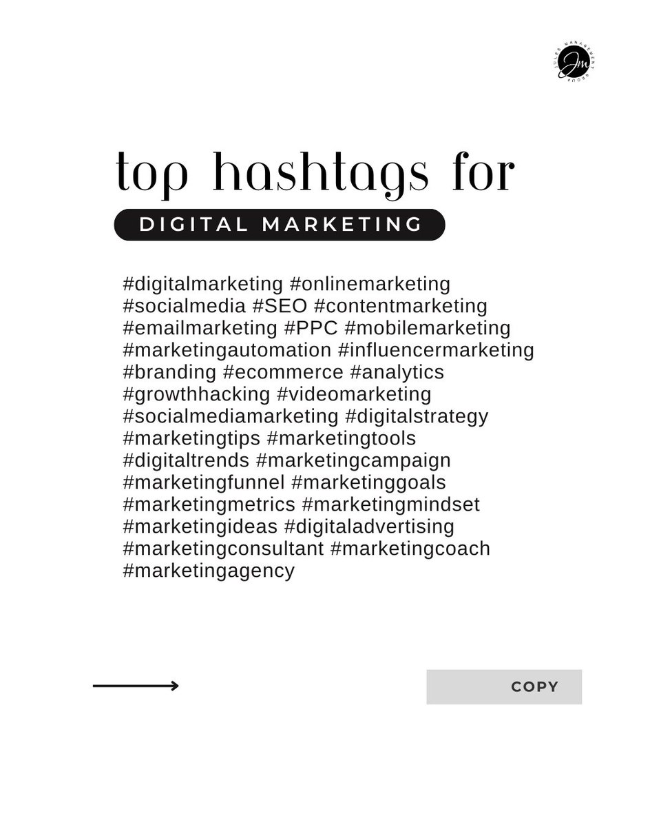JulesManagement's tweet photo. These hashtags are carefully chosen to help you maximize your visibility in the digital marketing niche. Check them out and get the advantage you need to stand out from the crowd and take your content to the next level! 🚀 https://t.co/pVphv8IQFR