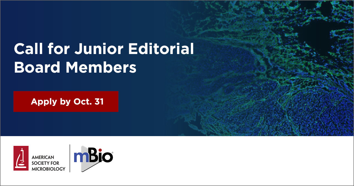 Early-career scientists, have you completed a Ph.D. in the last 10 years? Been the first author of 2+ peer-reviewed papers? Join our #mBio Junior Editorial Board to gain more valuable experience. Learn more and apply by Oct. 31: asm.social/1um