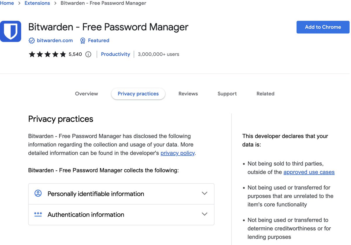 CS Bastiat ⚖️ (@csbastiat) on Twitter photo It's insane to me that people are casually installing <a href="/MetaMask/">MetaMask.eth 🦊</a> snaps without giving any thought as to the privacy practices of the snap developer.
The Chrome extension store has privacy practices prominently displayed.
Metamask Snap store doesn't mention privacy at all. It's insane to me that people are casually installing <a href="/MetaMask/">MetaMask.eth 🦊</a> snaps without giving any thought as to the privacy practices of the snap developer.
The Chrome extension store has privacy practices prominently displayed.
Metamask Snap store doesn't mention privacy at all.