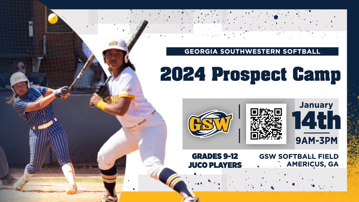 Ring in the New Year With Us 🎉 🎆 

🌟 2024 Prospect Camp 🌟 

📍: GSW Softball Field
🗓️: Sunday, January 14th
🕐: 9:00 AM-3:00 PM EST
🗒️:gswsoftballcamps.totalcamps.com
❔: Grades 9-12 and JUCO athletes 

#canesbaby