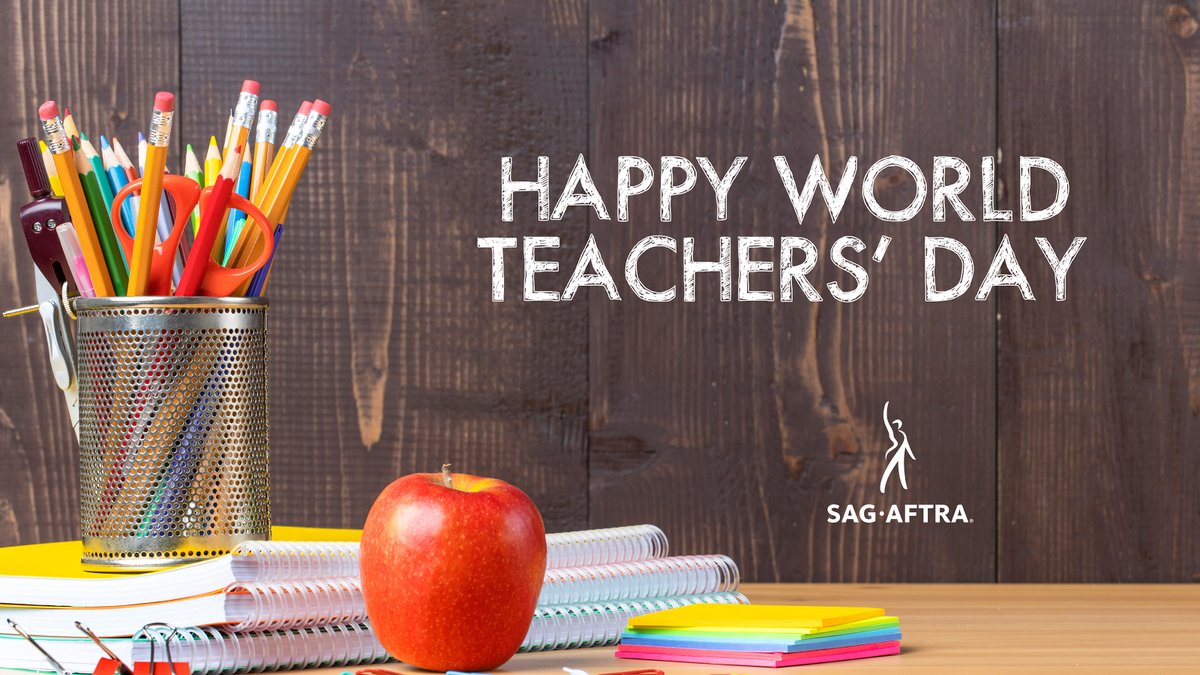 sagaftra's tweet photo. 🍎 Happy World Teachers' Day! 📚✏️ Today we salute the incredible educators who inspire, guide, and shape the future. Thank you for your dedication to knowledge and growth. You make a world of difference! 🌟#ThankATeacher https://t.co/vUxxXxUtYm