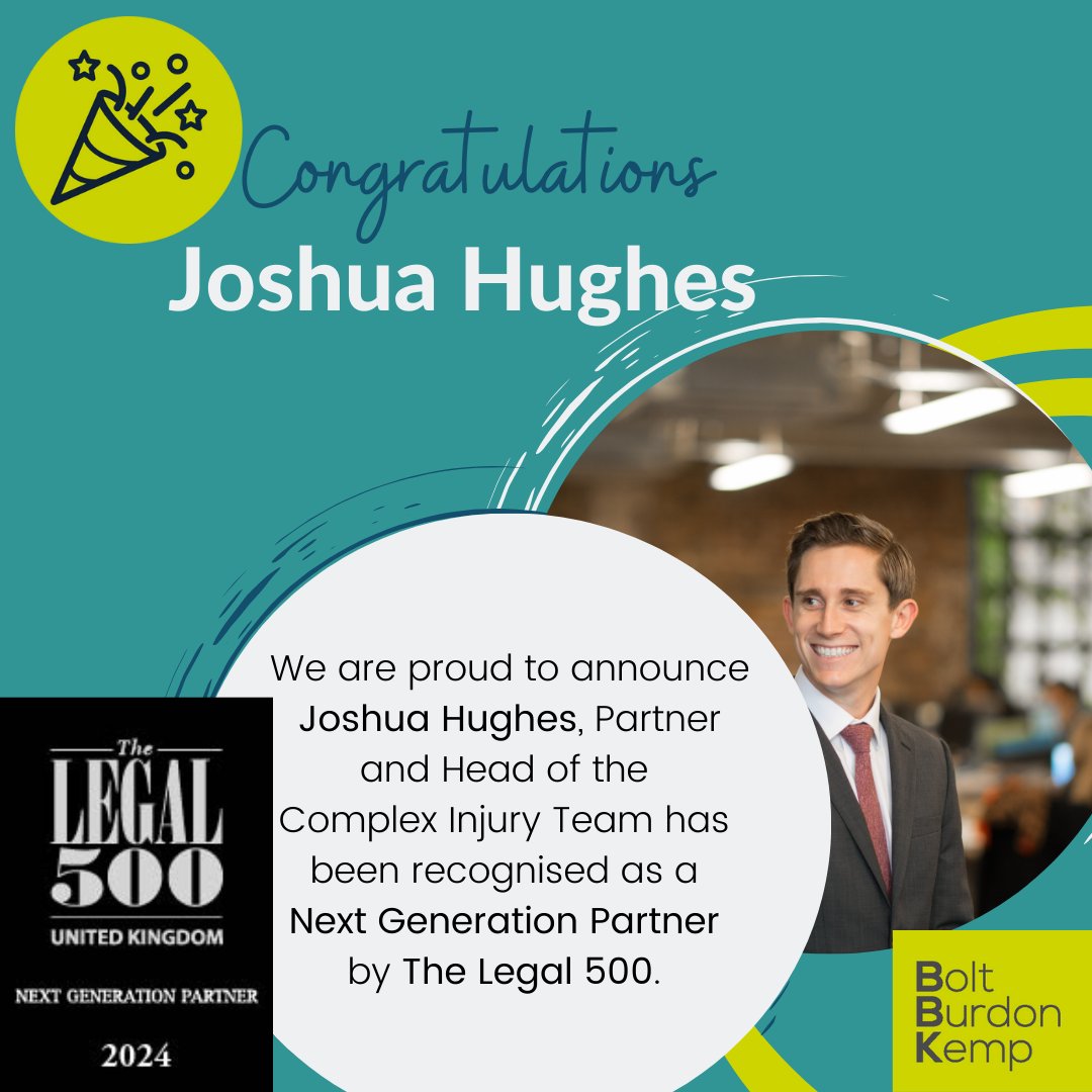 Bolt Burdon Kemp (@boltburdonkemp) on Twitter photo We have some more great news to share! Our very own <a href="/CHillemand/">Claudia Hillemand</a> and <a href="/InjuryLaw_Josh/">Josh Hughes</a> have both been recognised as Next Generation Partners by <a href="/thelegal500/">The Legal 500</a>! Congratulations!
#Legal500 #L500UK2024 #LegalDirectory #LegalExcellence #Legalrankings #Lawyers We have some more great news to share! Our very own <a href="/CHillemand/">Claudia Hillemand</a> and <a href="/InjuryLaw_Josh/">Josh Hughes</a> have both been recognised as Next Generation Partners by <a href="/thelegal500/">The Legal 500</a>! Congratulations!
#Legal500 #L500UK2024 #LegalDirectory #LegalExcellence #Legalrankings #Lawyers