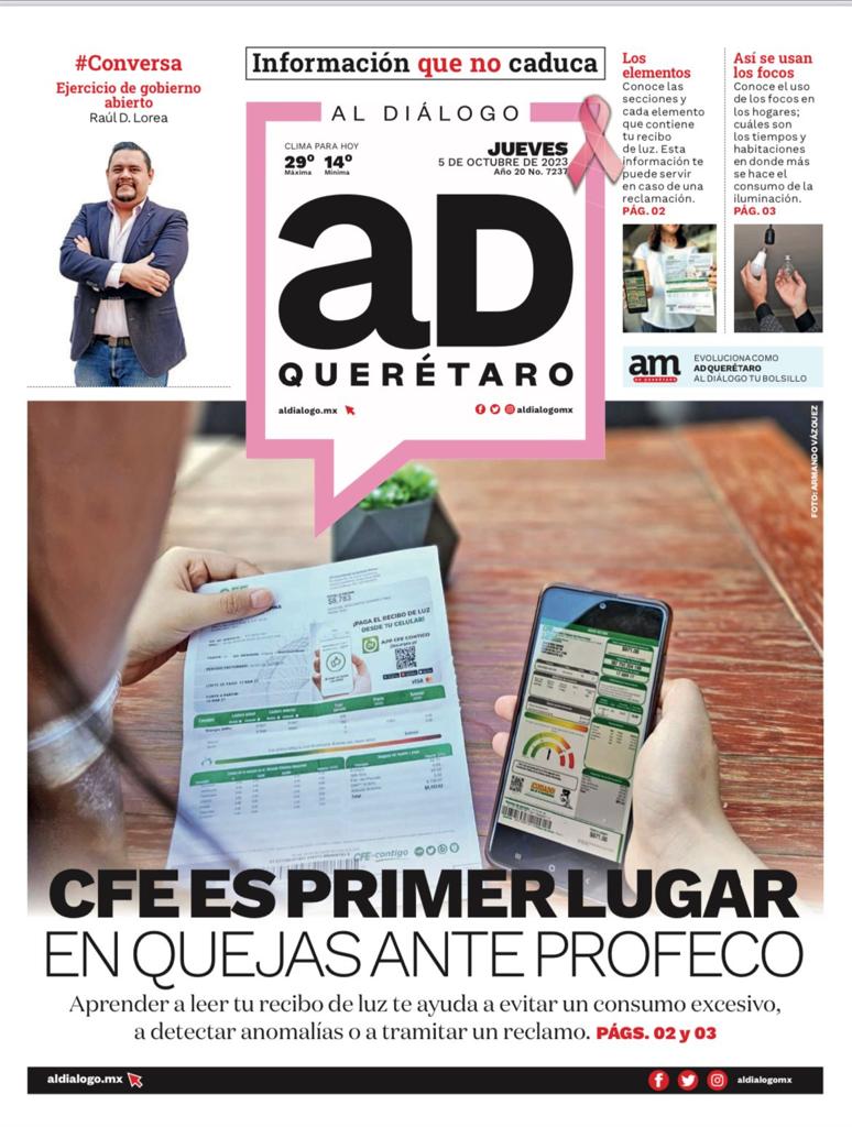 Buen día.🌞
Te presentamos la portada de hoy jueves 5 de octubre de 2023.
Ve la información completa en el siguiente enlace ⤵️        
amqueretaro.com/dialogo-queret…

issuu.com/periodicoamque…
