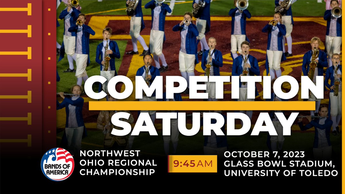 WNHSBands's tweet photo. Exciting news! This Saturday at 9:45am, we'll be in @BANDSOFAMERICA competition in Toledo, Ohio. Cheer us on as we take our shot! #Hamilton #NonStop
#WNMB #BOA #AllN #NHSYES https://t.co/nMfqQGixrg