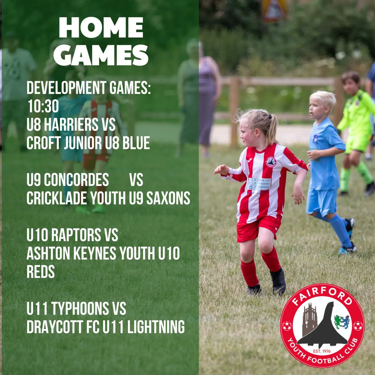 FairfordYfc's tweet photo. #Fairford Youth Football Club fixtures for this coming Sunday. #WeAreFairford #FYFC https://t.co/6wme5Pt3aU