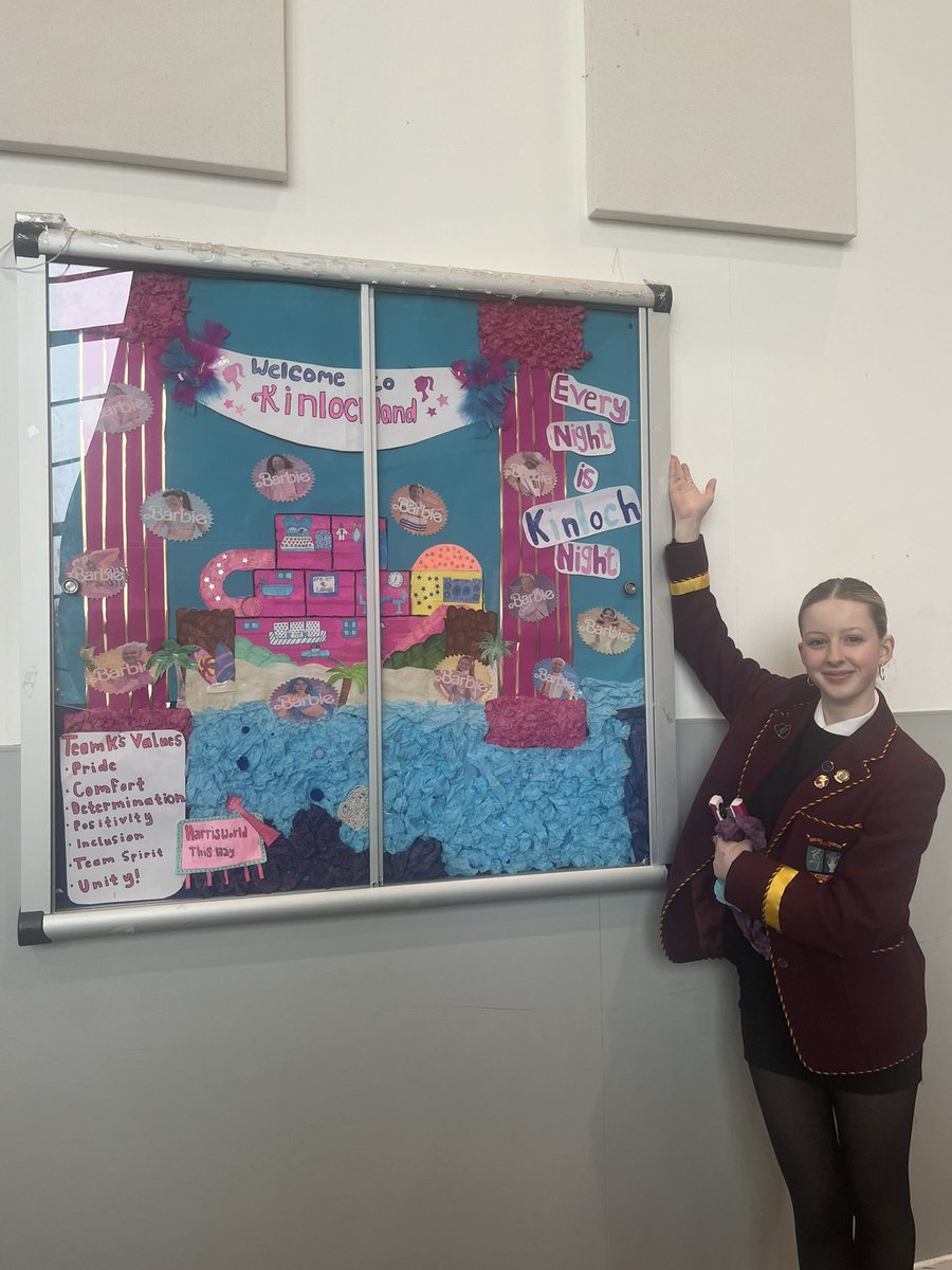 TeamKinloch's tweet photo. Our first House Board is officially finished and up for the school to see!

We really hope everyone enjoys our ‘Barbie’ theme, as it was a lot of fun to create.🩷

A massive well done to all the other House Boards which were also fabulous!👏💙 https://t.co/mlVtowv3l4