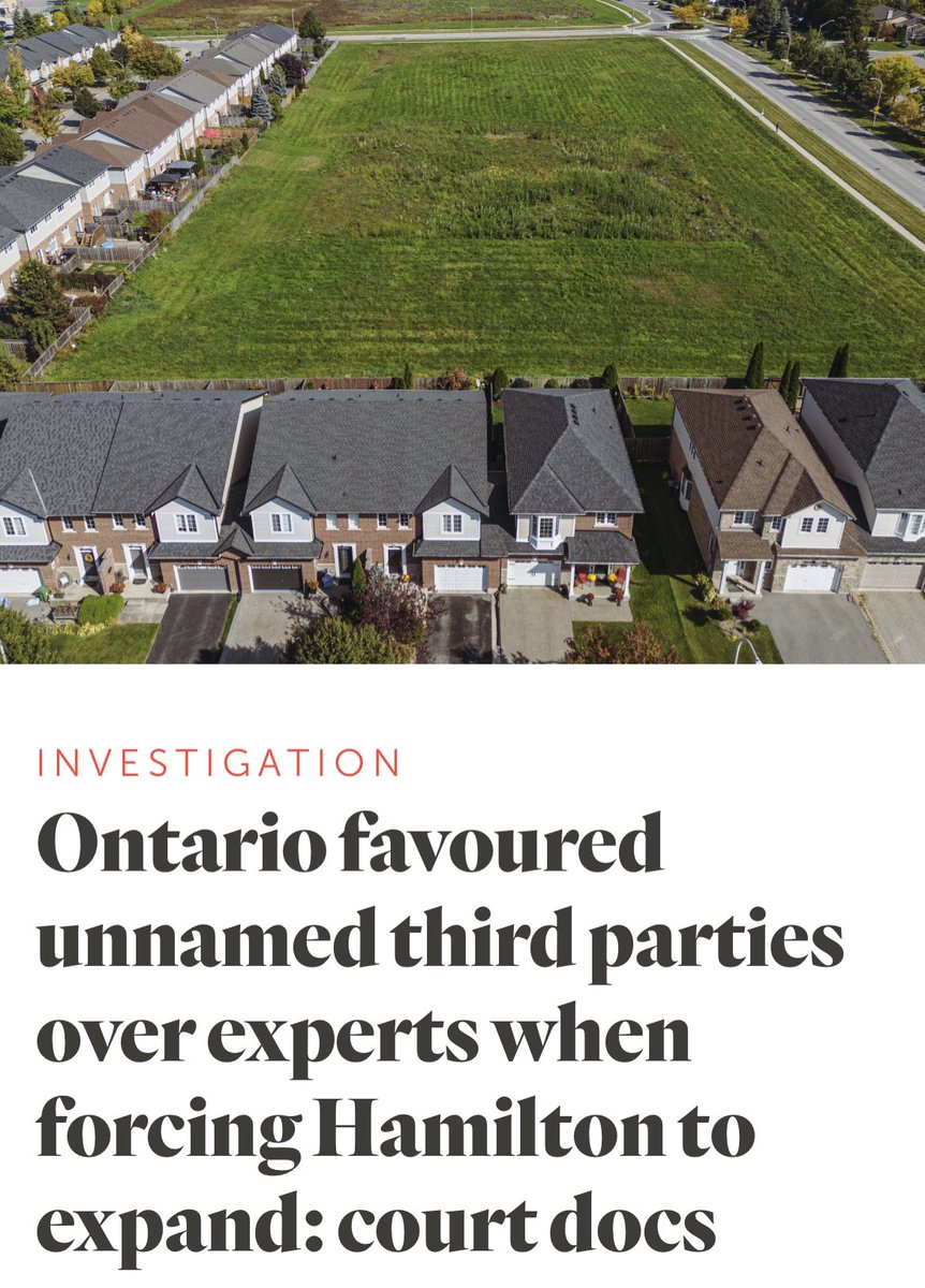 New investigation from @fatimabsyed and me: Internal provincial docs show the Ontario government expanded Hamilton’s urban boundary in large part because of requests from unnamed “third parties” — and despite warnings from public servants. #onpoli thenarwhal.ca/hamilton-urban…